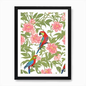 Parrot 3 William Morris Style Bird Poster