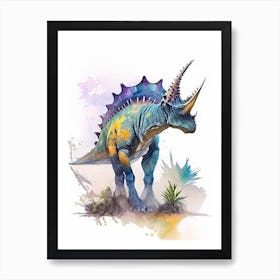Leptoceratops Watercolour Dinosaur Art Print