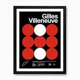 Mid Century Dark Gilles Villeneuve F1 Art Print