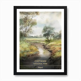 Chitwan National Park Nepal Watercolour 4 Art Print