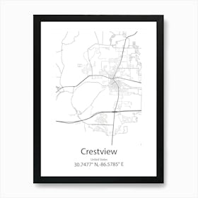 Crestview,United States Minimalist Map 1 Art Print