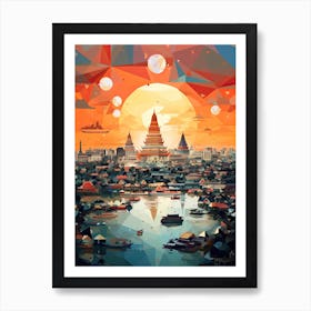 Bangkok, Thailand, Geometric Illustration 4 Art Print