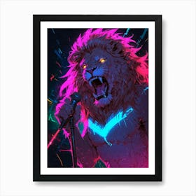 Neon Lion Art Print