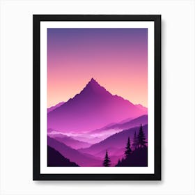 Misty Mountains Vertical Composition In Purple Tone 8 Art Print