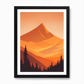 Misty Mountains Vertical Composition In Orange Tone 250 Art Print