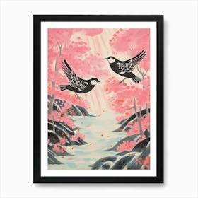 Vintage Japanese Inspired Bird Print Cowbird 1 Art Print