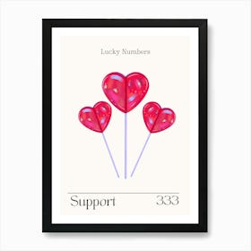 Hearts Retro Support Angel Numbers 333 Art Print