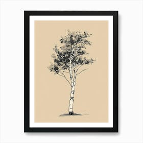 Birch Tree Minimalistic Drawing 1 Art Print