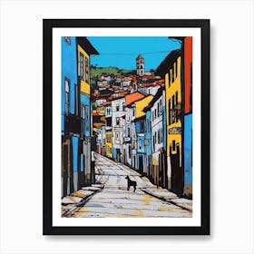 Painting Of A Rio De Janeiro With A Cat In The Style Of Of Pop Art 1 Art Print