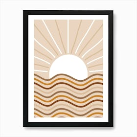 Sun Rising Over Waves Art Print