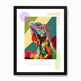 Brown Cuban Iguana Abstract Modern Illustration 5 Poster Art Print