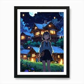 Night Sky Anime aesthetic 17 Art Print