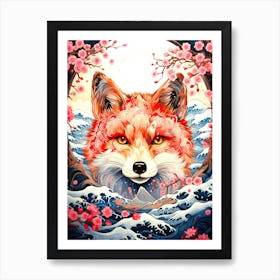 Fox In Cherry Blossoms Art Print