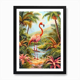 Greater Flamingo Pakistan Tropical Illustration 5 Art Print