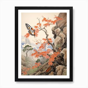 Japanese Style Painting Of Butterfly Art Print