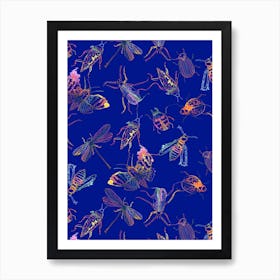 Insects Blue Art Print