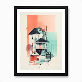 A House In Montreal, Abstract Risograph Style 4 Art Print