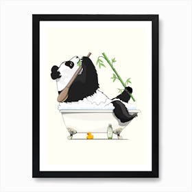 Giant Panda Bear In The Bath Art Print