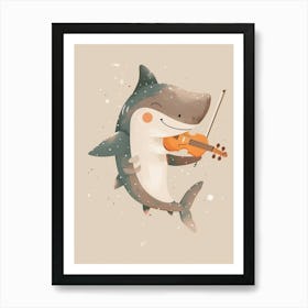 Cute Shark Playing Violin Art Print