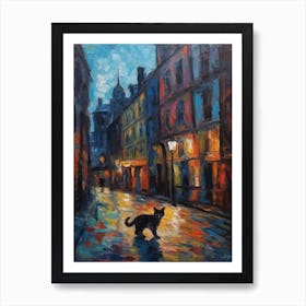 Painting Of A Street In London With A Cat 3 Impressionism Art Print