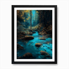 Waterfall River Blue Art Print
