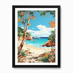 Trunk Bay Beach, Us Virgin Islands, Matisse And Rousseau Style 1 Art Print