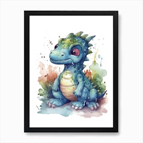 Herrerasaurus Cute Dinosaur Watercolour 4 Poster