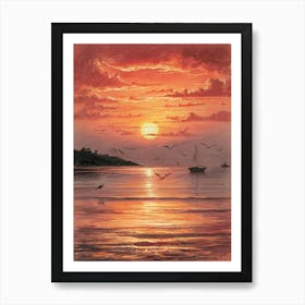 Sunset At The Beach 2 Art Print