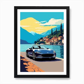 A Nissan Z Car In The Lake Como Italy Illustration 4 Art Print