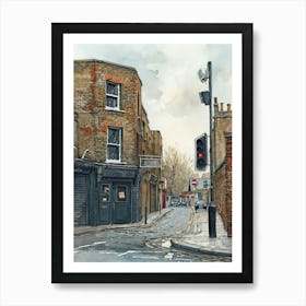 Islington London Borough   Street Watercolour 4 Art Print