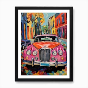 Lincoln Continental Vintage Car Matisse Style Drawing Colourful 2 Art Print