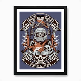 Astronaut Skull 2 Art Print