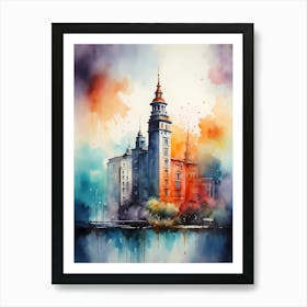 Watercolor Of A Building Art Print