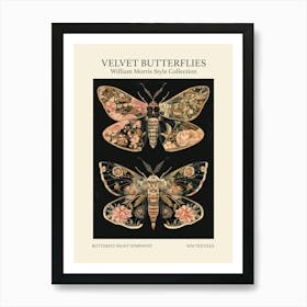 Velvet Butterflies Collection Butterfly Night Symphony William Morris Style 10 Art Print