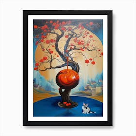 Magnolia With A Cat 1 Dali Surrealism Style Art Print