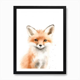 Baby Fox Watercolour Nursery 4 Art Print