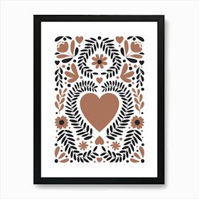 Folk Heart Neutral Art Print