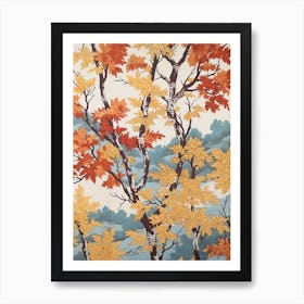 River Birch 1 Vintage Autumn Tree Print  Art Print