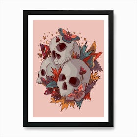 Moths And Skulls Art Print