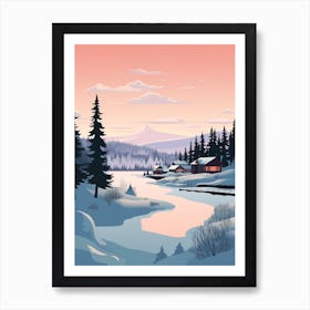 Retro Winter Illustration Big Bear Lake California 2 Art Print