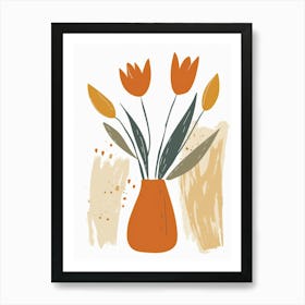 Orange Tulips In A Vase Art Print