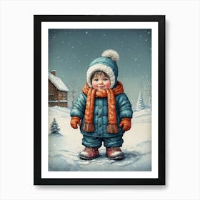 Little Boy In Winter Clothes Art Print