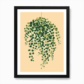 String Of Pearls Plant Minimalist Illustration 1 Art Print