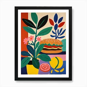 Burger And Plant Art Print