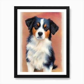 Miniature American Shepherd Watercolour Dog Art Print