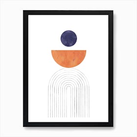 Abstract geometric arch, terracotta and navy Art Print