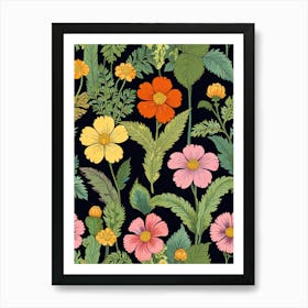 Seamless Pattern With Flowers Art Print