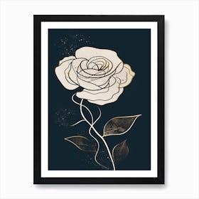 Line Art Roses Flowers Illustration Neutral 3 Art Print