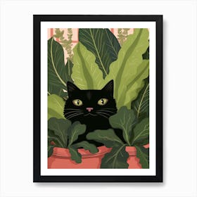 Black Cat And House Plants 14 Art Print