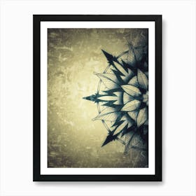 Abstract Flower, mandala , geometry , geometric design, art, sharp shapes, half circle, textured, gold, yellow Art Print